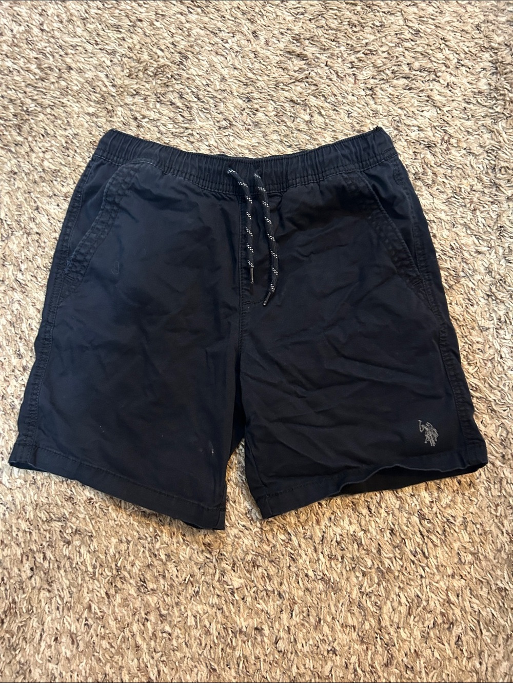 U.S. Polo Assn. Boys black cotton shorts with Drawstring
